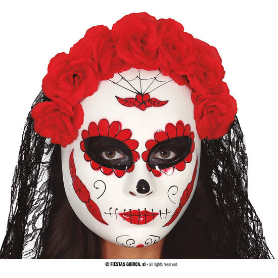 MASCARA CATRINA CON VELO, PVC image 0