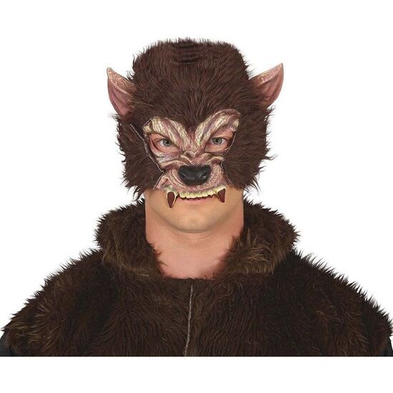 MEDIA MASCARA HOMBRE LOBO CON PELO, LATEX image 0
