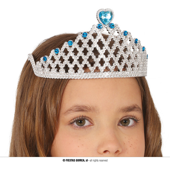 DIADEMA PLATA CON CORAZON AZUL, INFANTIL image 0