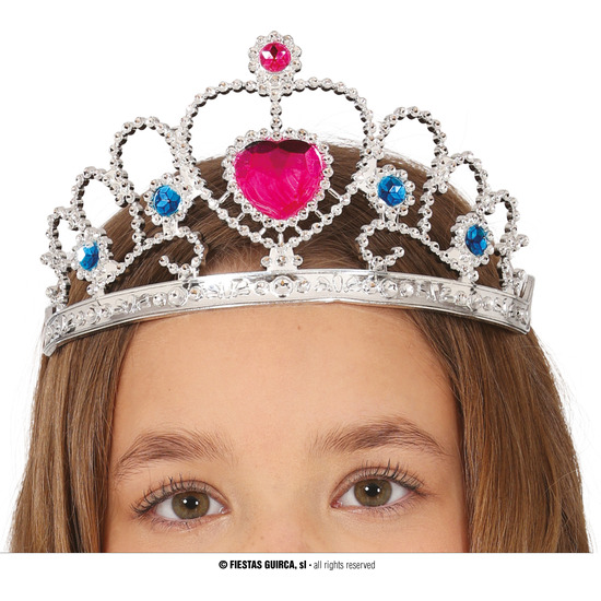 DIADEMA PLATA CON CORAZON ROSA, INFANTIL image 0