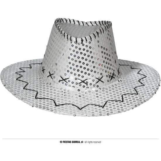 SOMBRERO VAQUERO LENTEJUELAS PLATA, ADULTO image 0