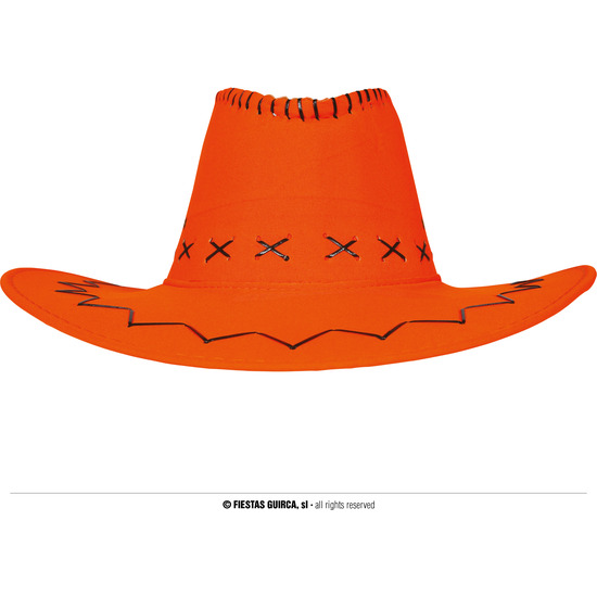 SOMBRERO VAQUERO SIMIL-PIEL, NARANJA, ADULTO image 0