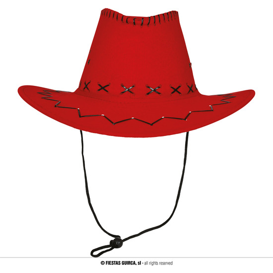 SOMBRERO VAQUERO SIMIL-PIEL, ROJO, ADULTO image 0