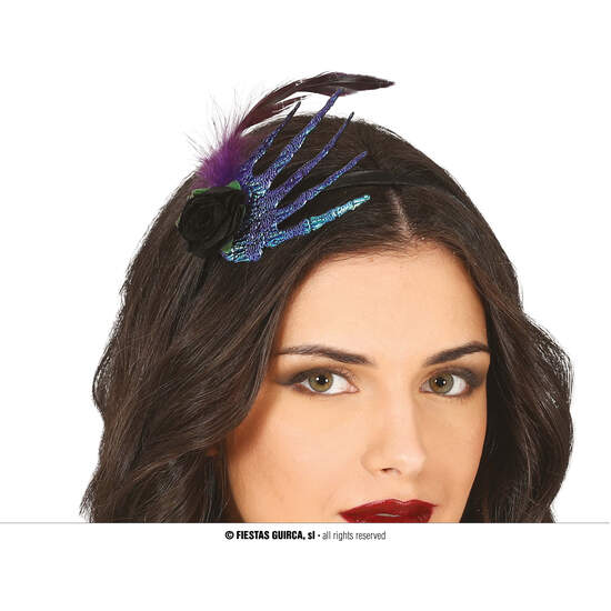 DIADEMA CON MANO Y ROSA NEGRA image 0