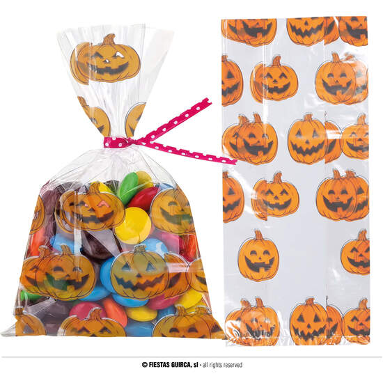 PAQUETE 20 BOLSAS CARAMELOS 28X13 CMS CALABAZAS image 0