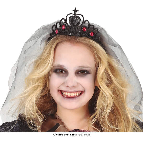 DIADEMA NEGRA PRINCESA CON VELO image 0