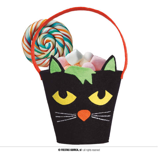 CUBO FIELTRO NEGRO CON GATO 20 CMS image 0