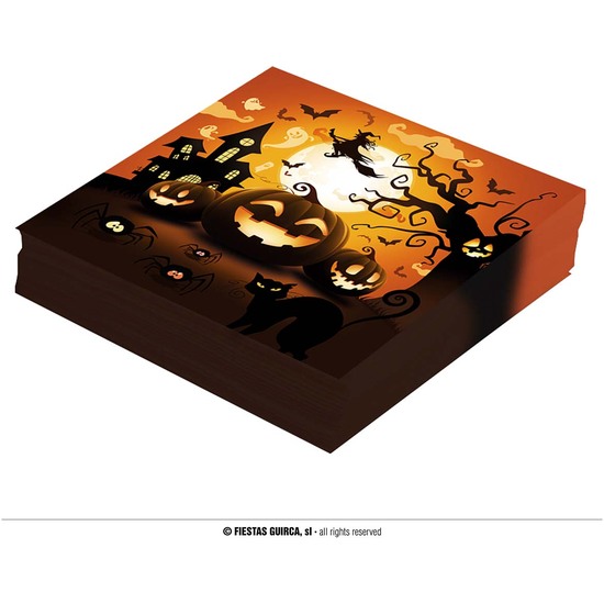 BOLSA 20 SERVILLETAS CALABAZA 16X16 CMS image 0