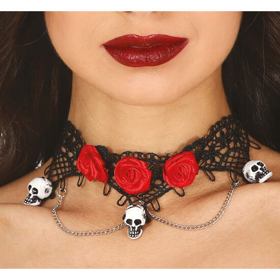 GARGANTILLA CON CALAVERAS Y ROSAS image 0