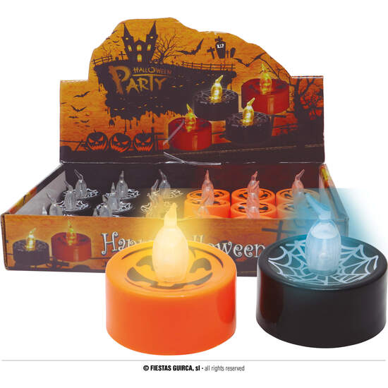 CAJA 24 VELA SURT. NARANJA Y NEGRA CON LUZ,4X4 CMS image 0