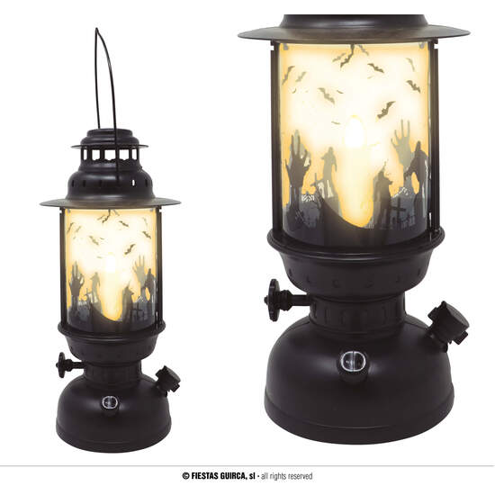 FAROL NEGRO CON VELA CON LUZ 30 CMS image 0