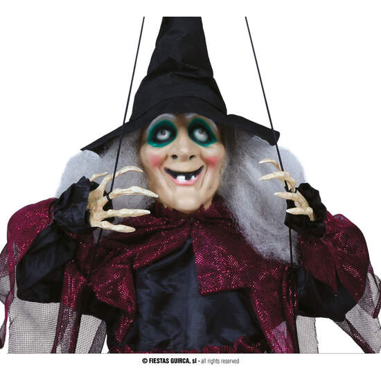 BRUJA EN COLUMPIO CON LUZ, SON. Y MOV. 100 CMS image 2