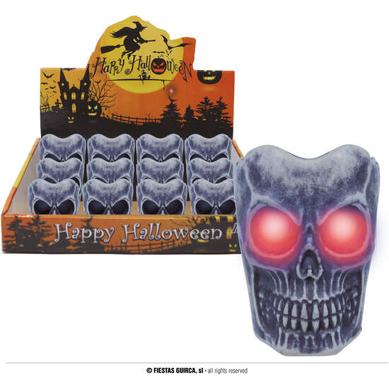 CAJA 12 CALAVERAS CON VELA LED, 6 CMS. image 0