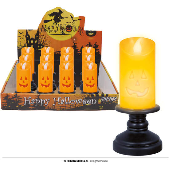 CAJA DE 12 VELAS NARANJA CON LUZ, 12.5 CMS. image 0