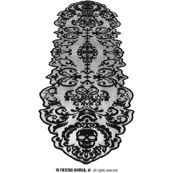 DECOR.ENCAJE NEGRO MESA, CALAVERAS 180X35 CM image 2