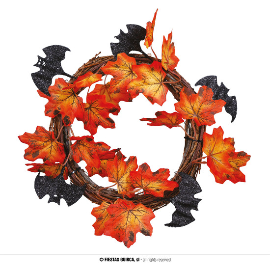 CORONA HALLOWEEN HOJAS, 30 CMS. image 0