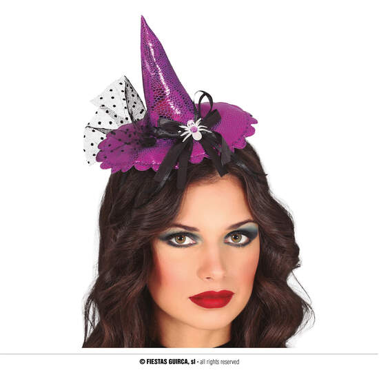 DIADEMA MINIHAT BRUJA LILA image 0