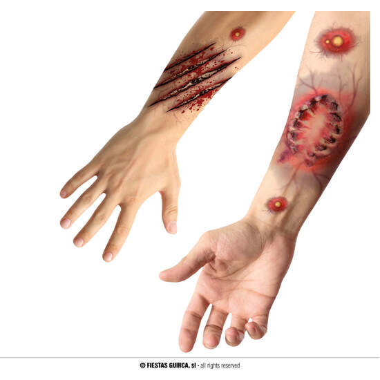 TATUAJES ADHESIVOS HERIDAS MORDISCO, 30X14 CMS image 0