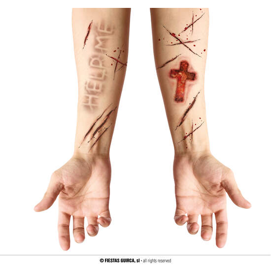 TATUAJES ADHESIVOS HERIDAS POSEIDA, 30X14 CMS image 0