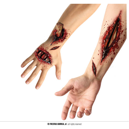 TATUAJES ADHESIVOS HERIDA ABIERTA, 30X14 CMS image 0