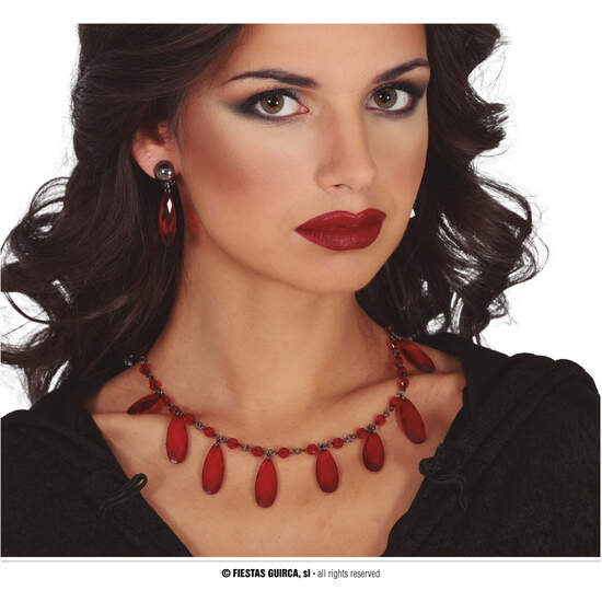 COLLAR Y PENDIENTES RUBIES ROJOS image 0