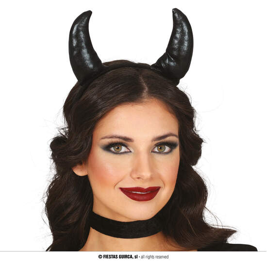 DIADEMA CUERNOS DEMONIO NEGRA image 0