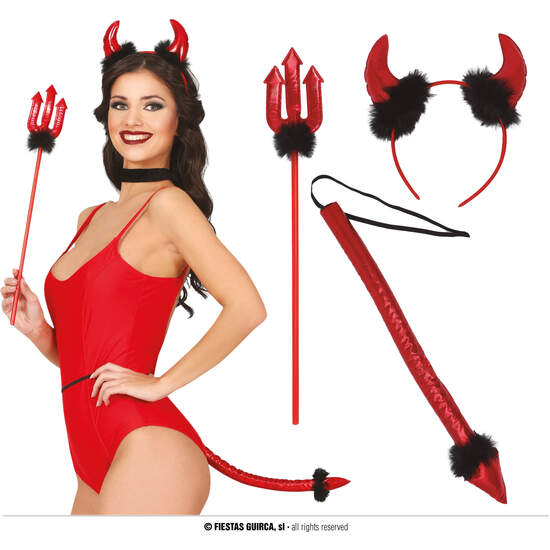 SET DEMONIO 3 PIEZAS (DIADEMA TRIDENTE Y COLA) image 0