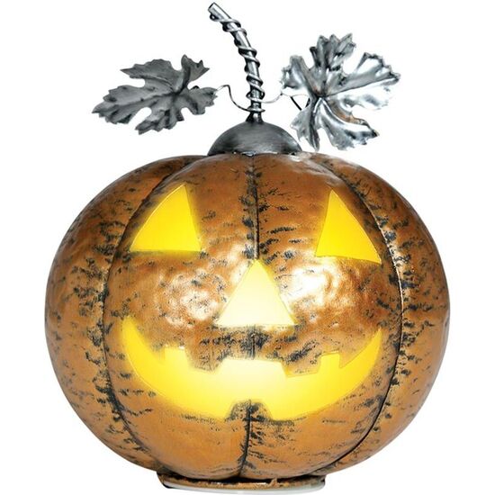 CALABAZA METALICA CON LUZ, ORO, 16 CMS image 0