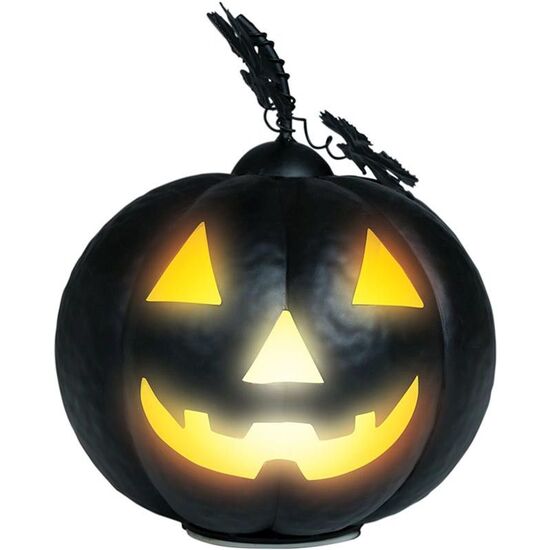 CALABAZA METALICA CON LUZ, NEGRA, 16 CMS image 0