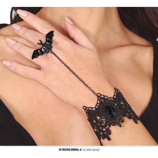 PULSERA BORDADA Y ANILLO MURCIELAGO image 0