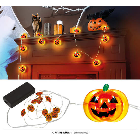 GUIRNALDA HILO PILAS 10 LEDS CALABAZAS 120 CMS image 0