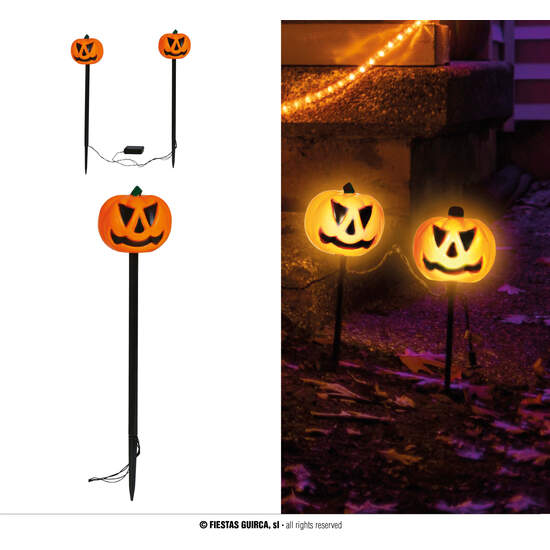 2 FAROLES CALABAZAS CON LUZ PARA JARDIN 50 CMS image 0