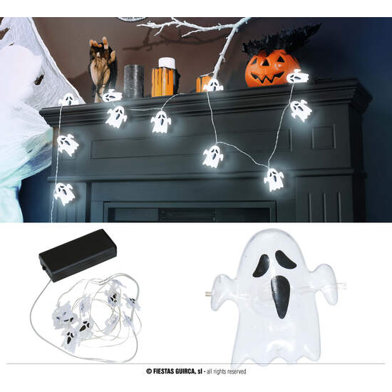 GUIRNALDA HILO PILAS 10 LEDS FANTASMAS 120 CMS image 0
