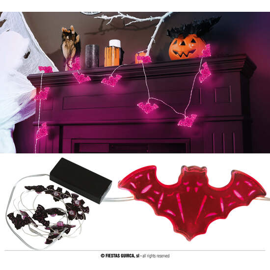 GUIRNALDA HILO PILAS 10 LEDS MURCIELAGOS 120 CMS image 0