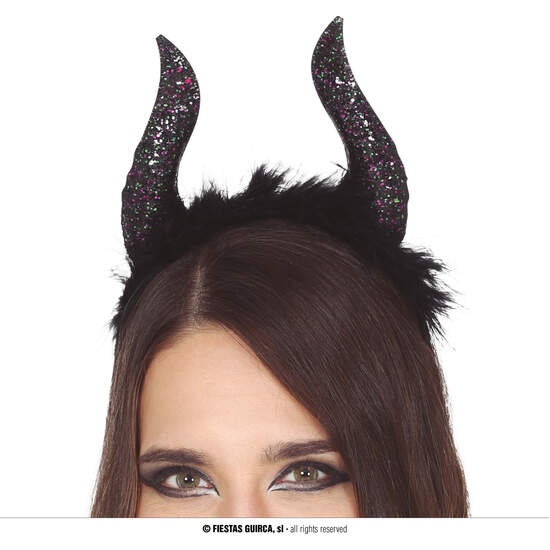 DIADEMA CUERNOS NEGROS GLITTER image 0