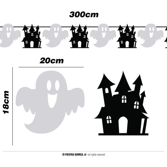 GUIRNALDA FANTASMAS Y CASTILLOS 300CM 20X18  CM image 0