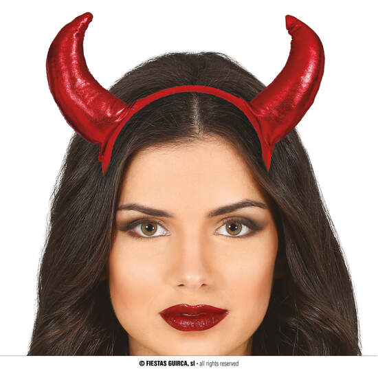 DIADEMA CUERNOS DEMONIO ROJA image 0