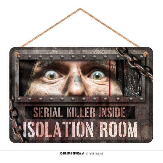 LETRERO ISOLATION ROOM 30X20 CM MADERA image 0