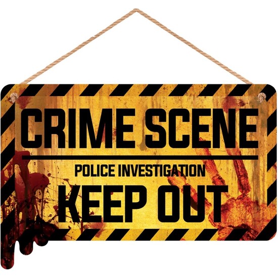LETRERO CRIME SCENE 30X20 CM MADERA image 0