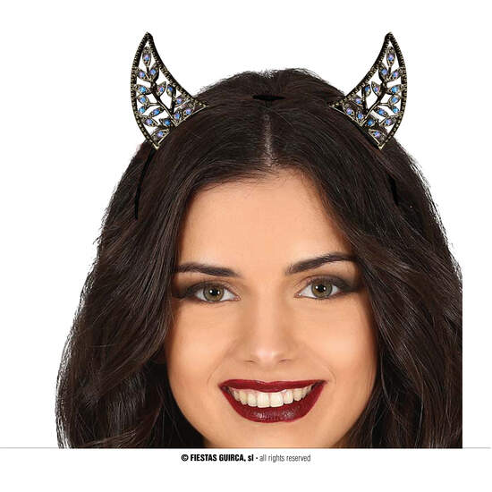 DIADEMA CUERNOS CON BRILLANTES, METALICA image 0