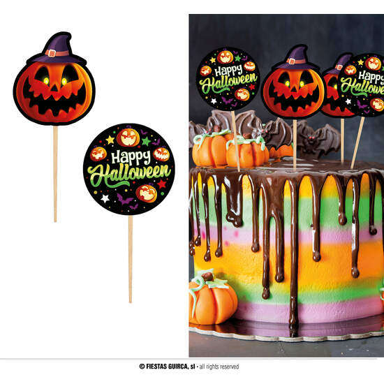 12 PCS PALILLOS DECORATIVOS PUMPKIN 6 CM PAPEL image 0