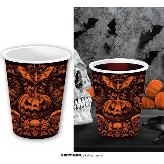BOLSA 6 VASOS CALABAZA GOTICA 240 ML 9 CM image 0