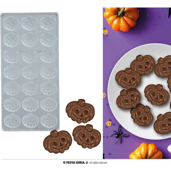 MOLDE PARA 21 CALABAZAS DE CHOCOLATE, 27.5X13 CMS image 0
