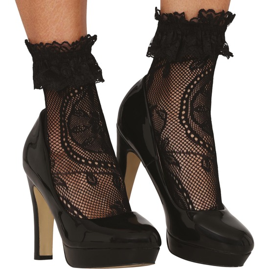 CALCETIN ENCAJE CORTO NEGRO, ADULTA image 0