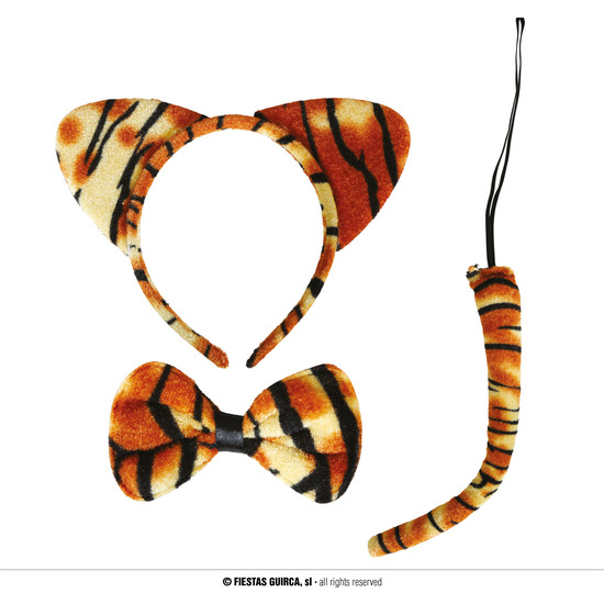 CONJUNTO TIGRE DIADEMA PAJARITA Y COLA, ADULTA image 0