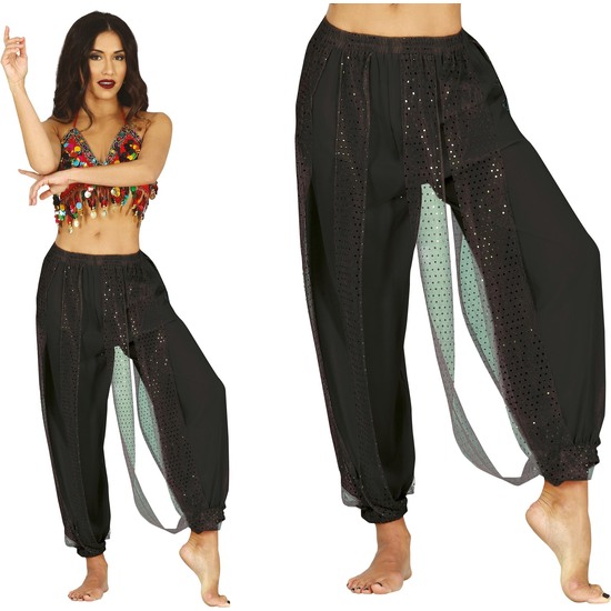 PANTALONES DANZA DEL VIENTRE NEGRO,ADULTA,42–44 L image 0