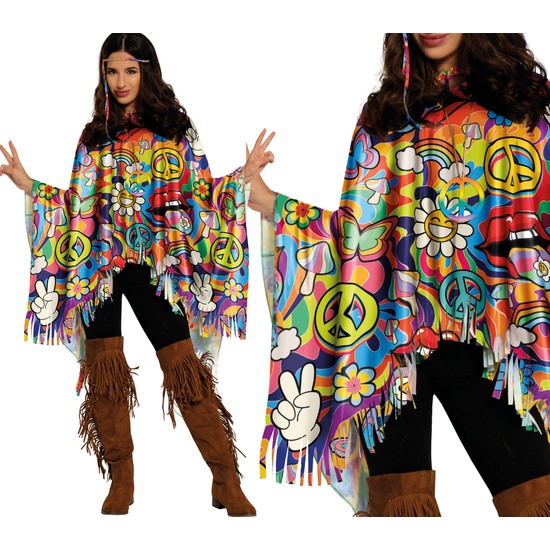 PONCHO HIPPIE PAZ, ADULTO image 0