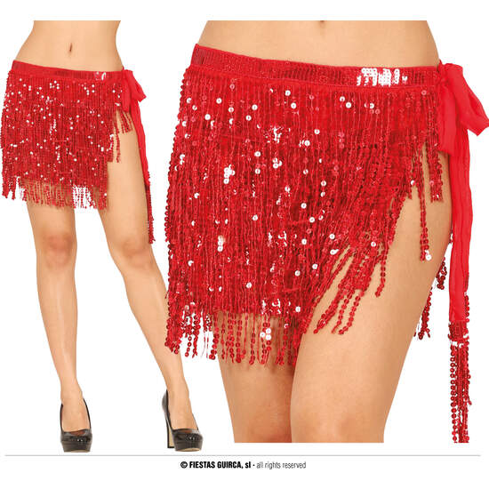 FALDA DE CINTURA LENTEJUELAS ROJO, ADULTA image 0