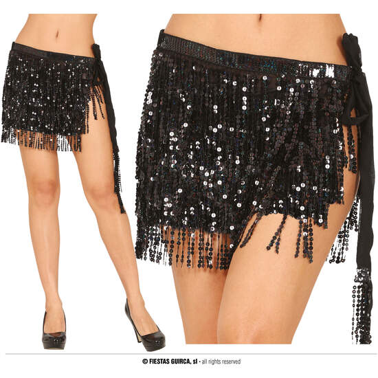 FALDA DE CINTURA LENTEJUELAS NEGRO, ADULTA image 0