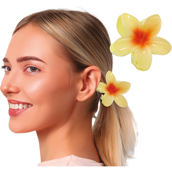 PINZA FLOR PELO AMARILLA, 8 CMS, PVC image 0